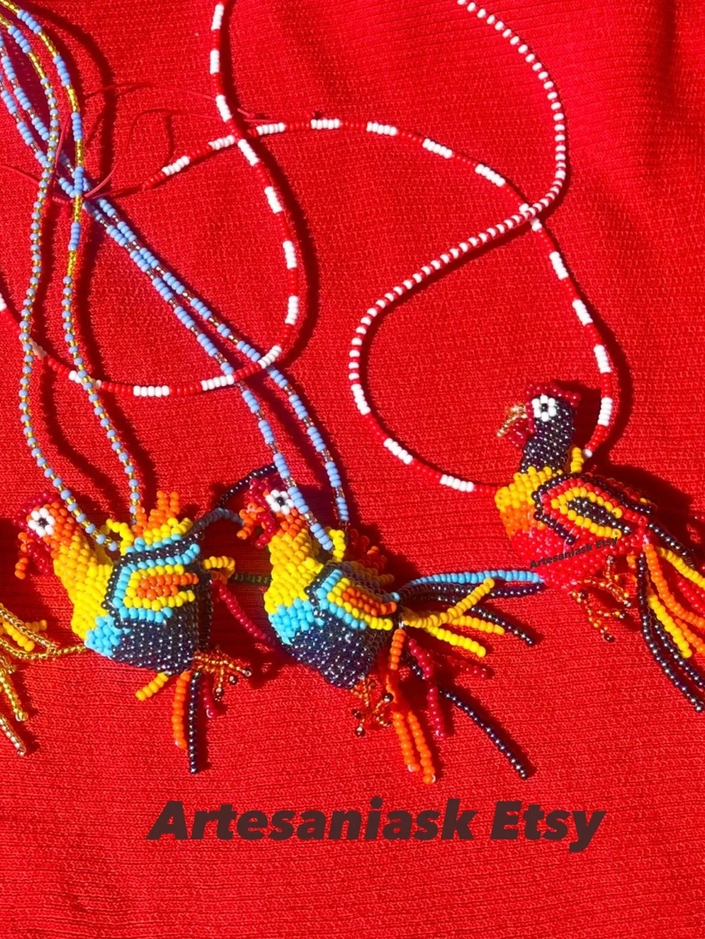 Random Rooster Handmade Beaded Necklace
